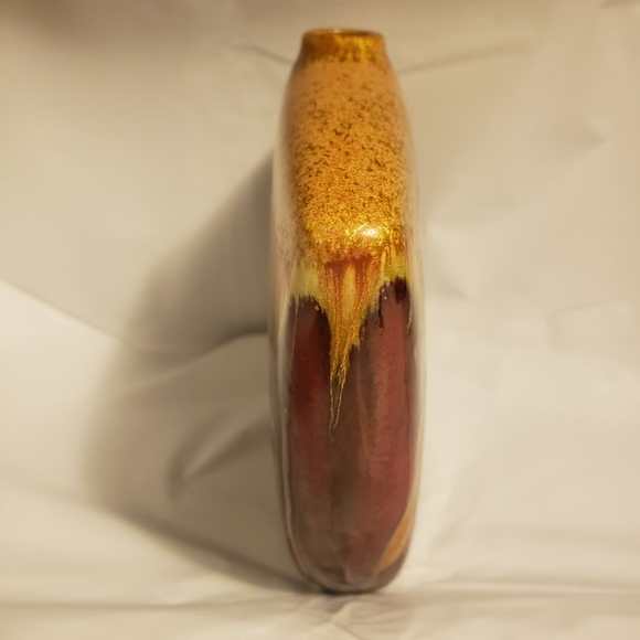Mid Century Modern Pottery Vase Drip Glaze Unsigned - Picture 6 of 7
